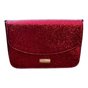 Jimmy Choo Parfums Red Glitter Clutch Crossbody Bag Magnetic Closure Chain Strap